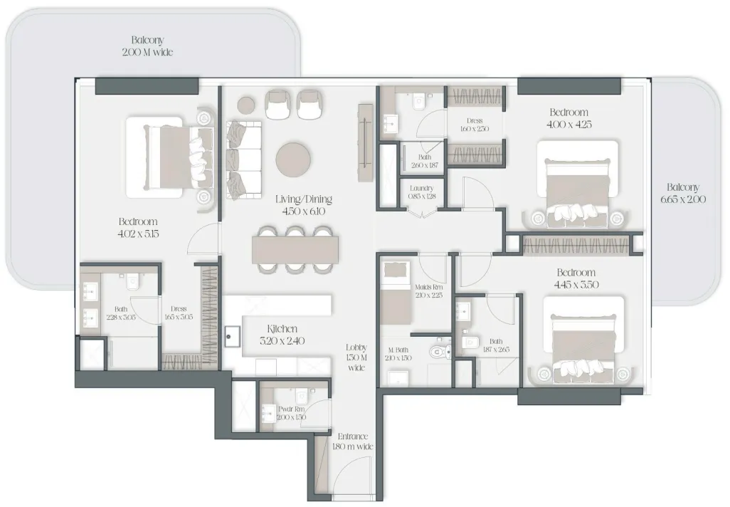 Floor plan — 3 BR