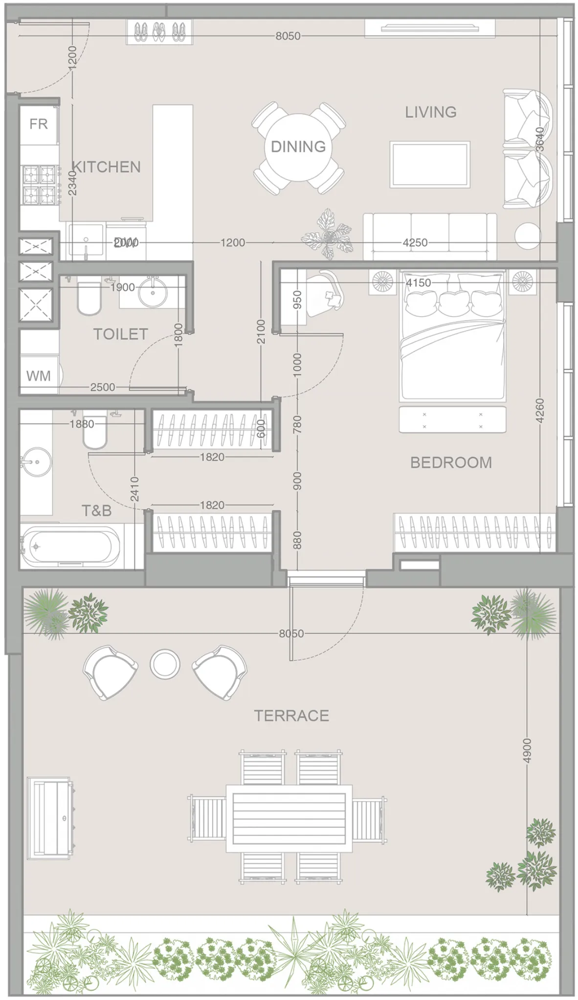 Floor plan — 1 BR