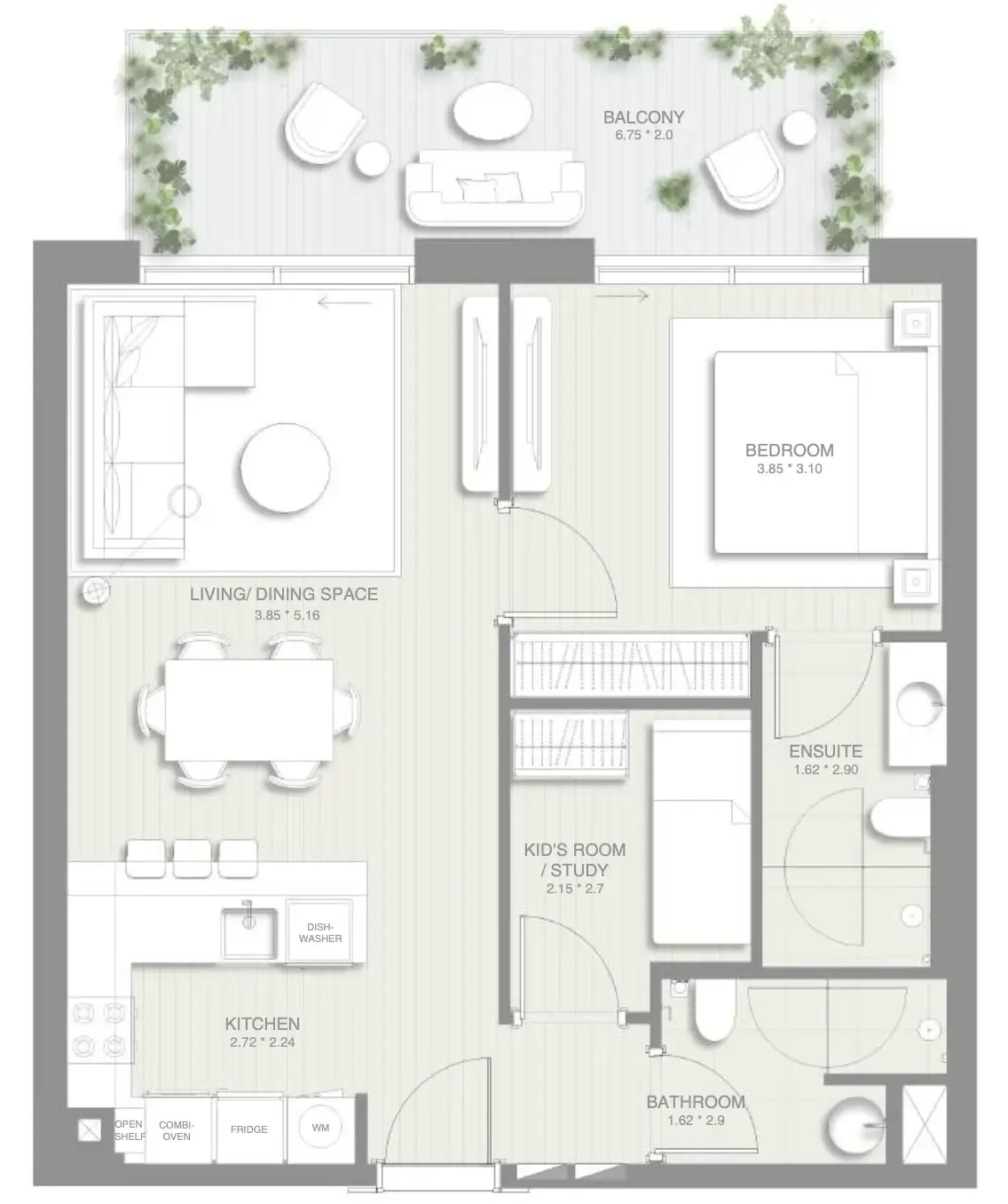 Floor plan — 1 BR