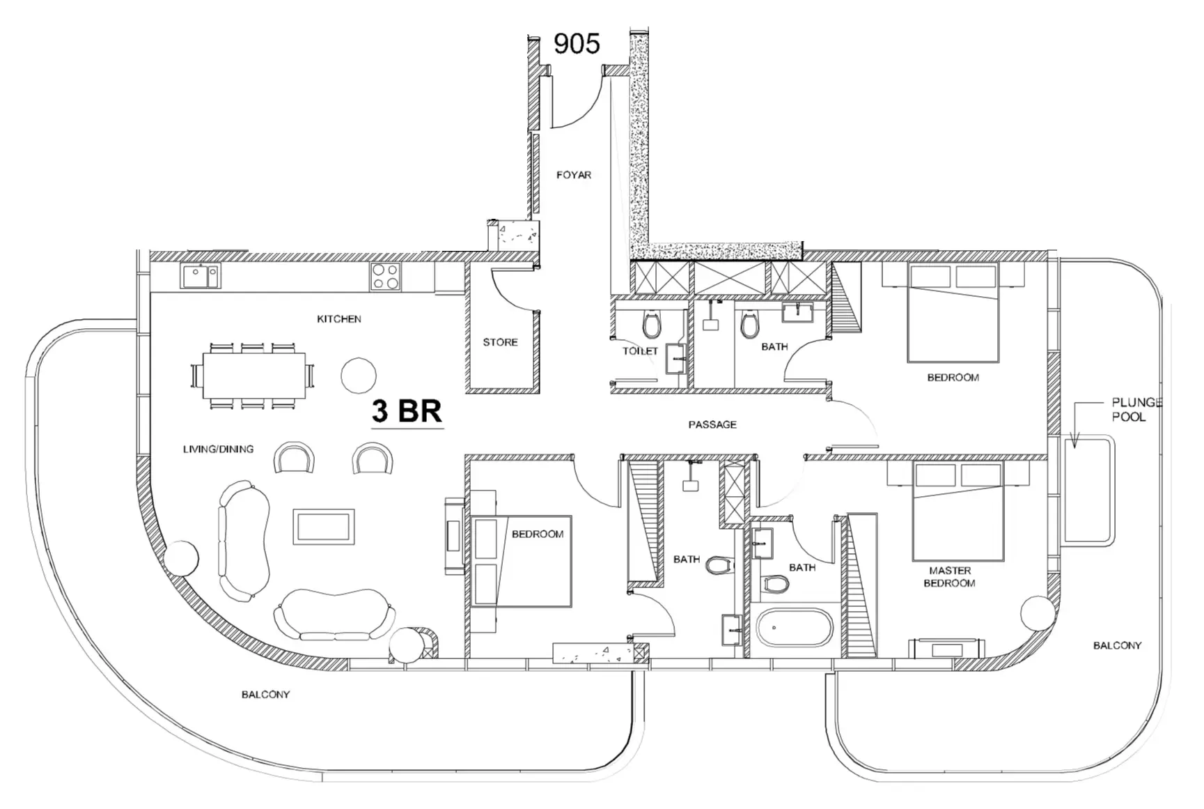 Floor plan — 3 BR