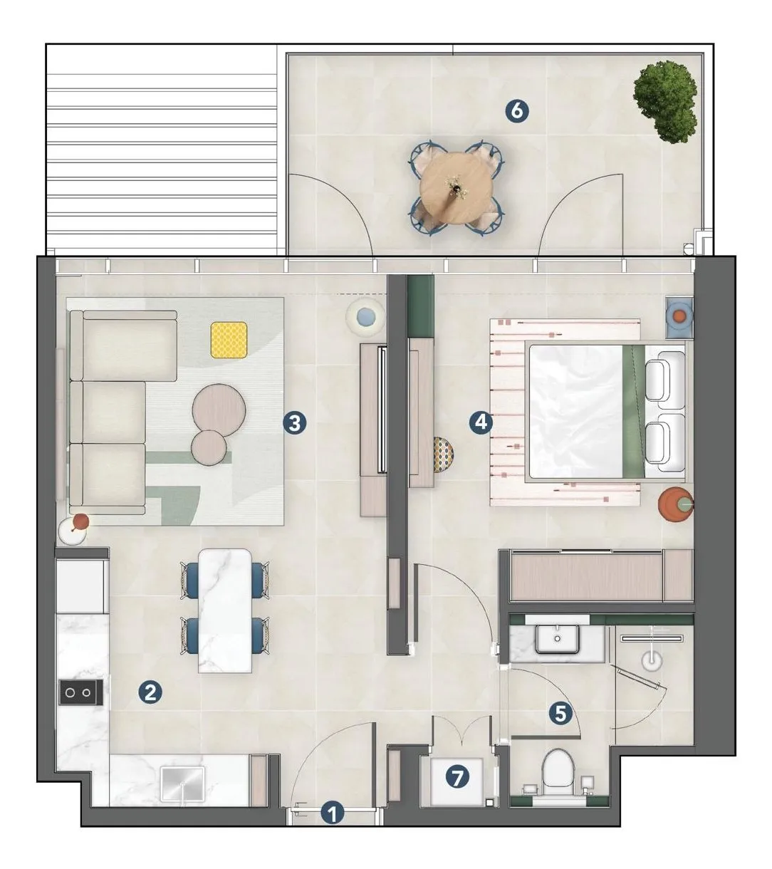 Floor plan — 1 BR