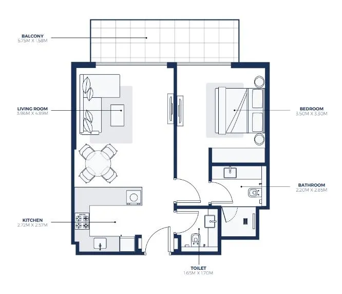 Floor plan — 1 BR