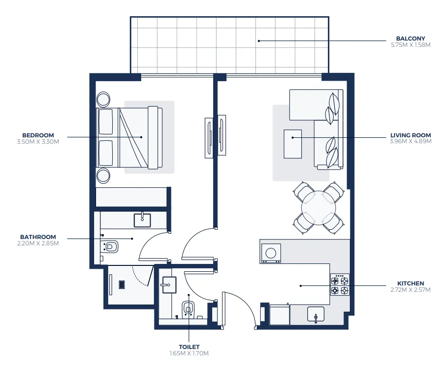 Floor plan — 1 BR