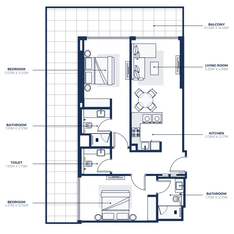 Floor plan — 2 BR