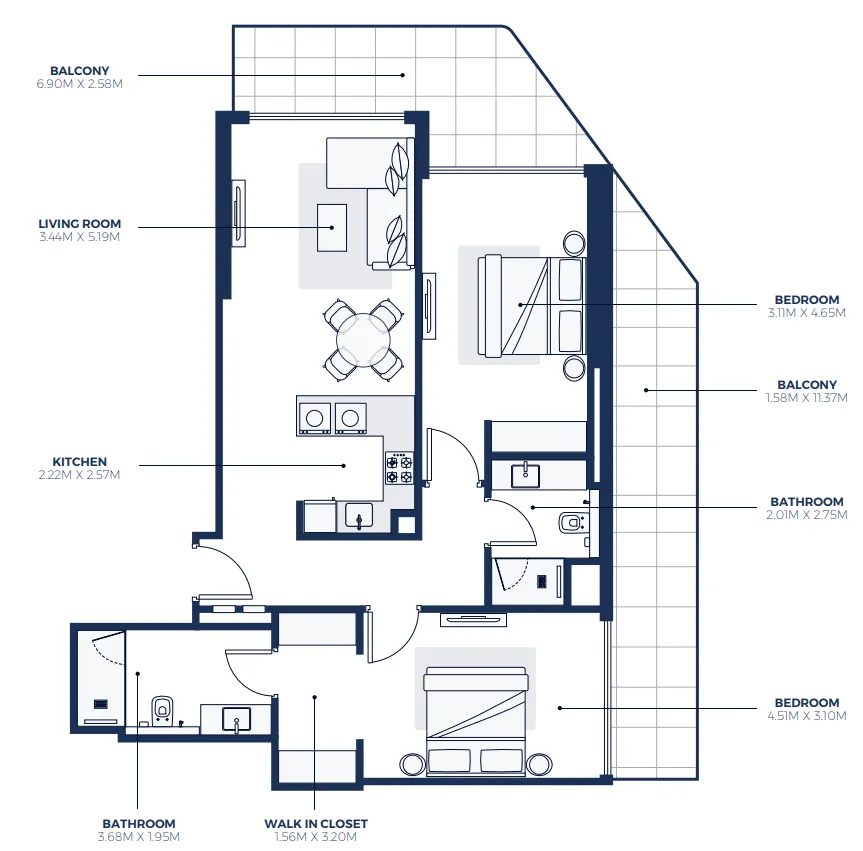 Floor plan — 2 BR