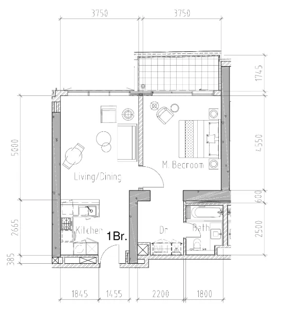 Floor plan — 1 BR