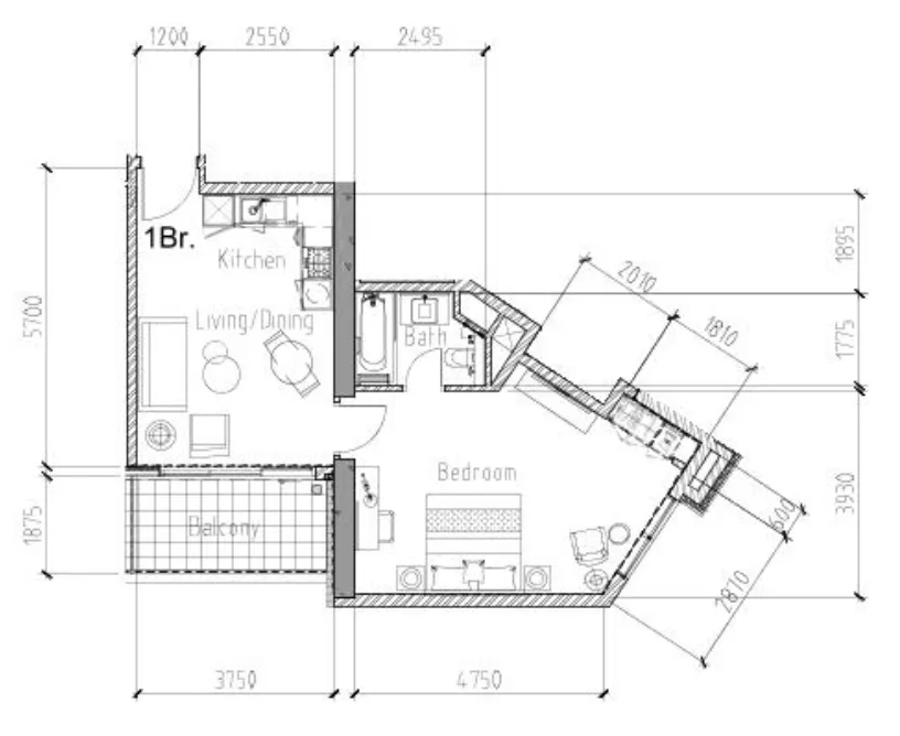 Floor plan — 1 BR