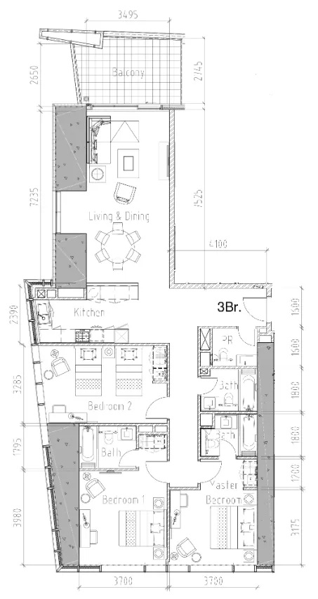 Floor plan — 3 BR