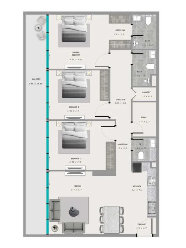 Floor plan — 3 BR