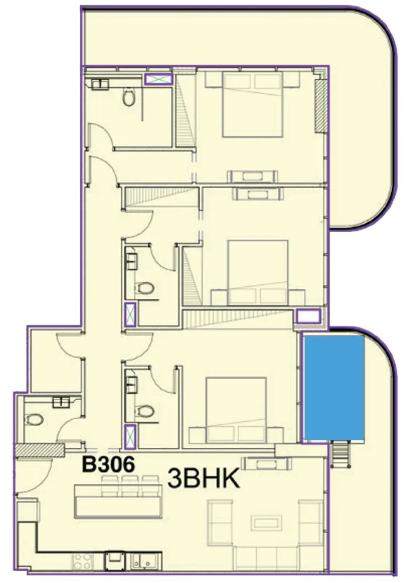 Floor plan — 3 BR