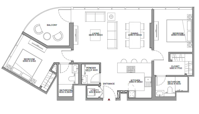 Floor plan — 2 BR