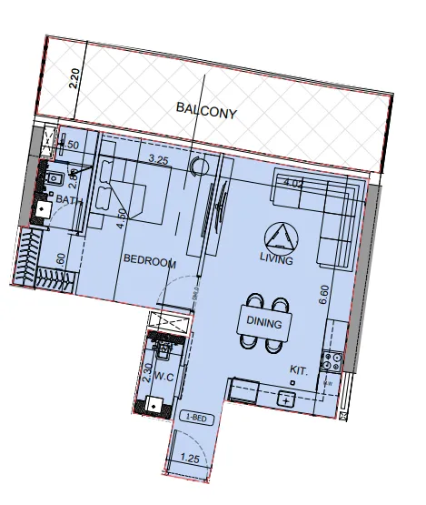 Floor plan — 1 BR