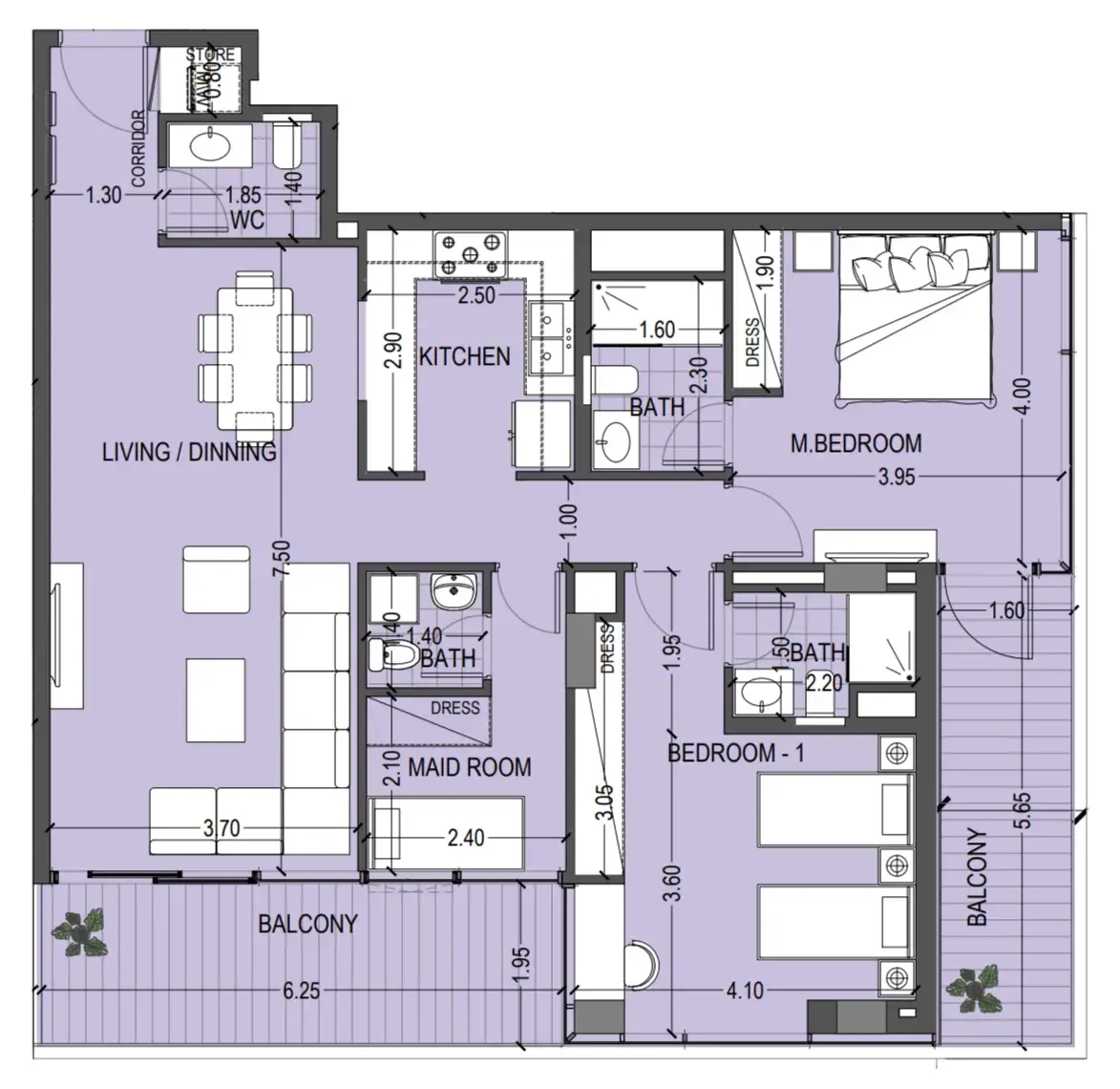Floor plan — 1 BR