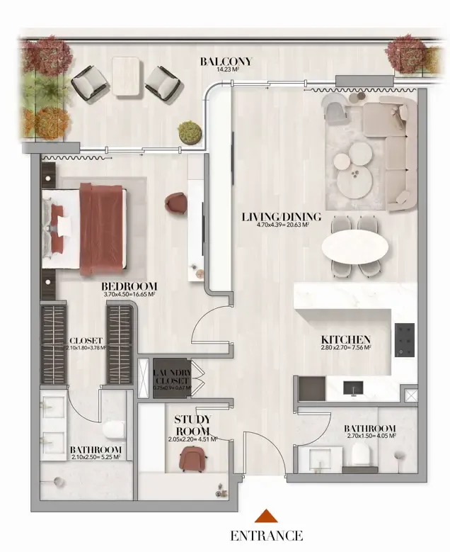 Floor plan — 1 BR