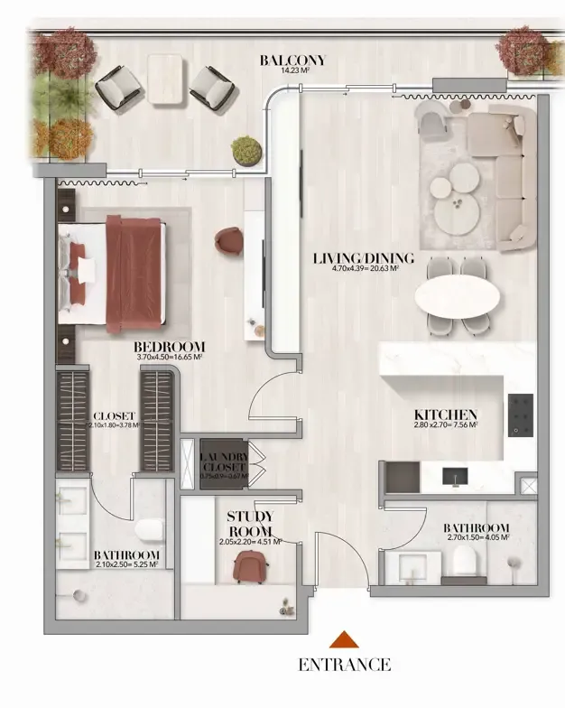 Floor plan — 1 BR