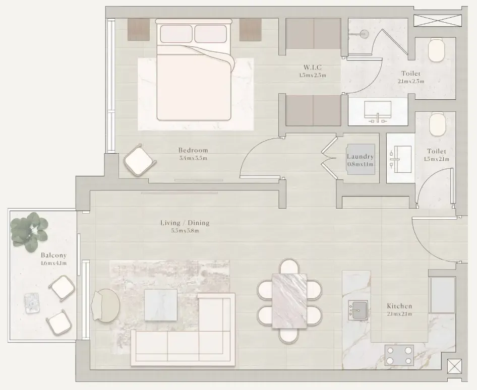 Floor plan — 1 BR