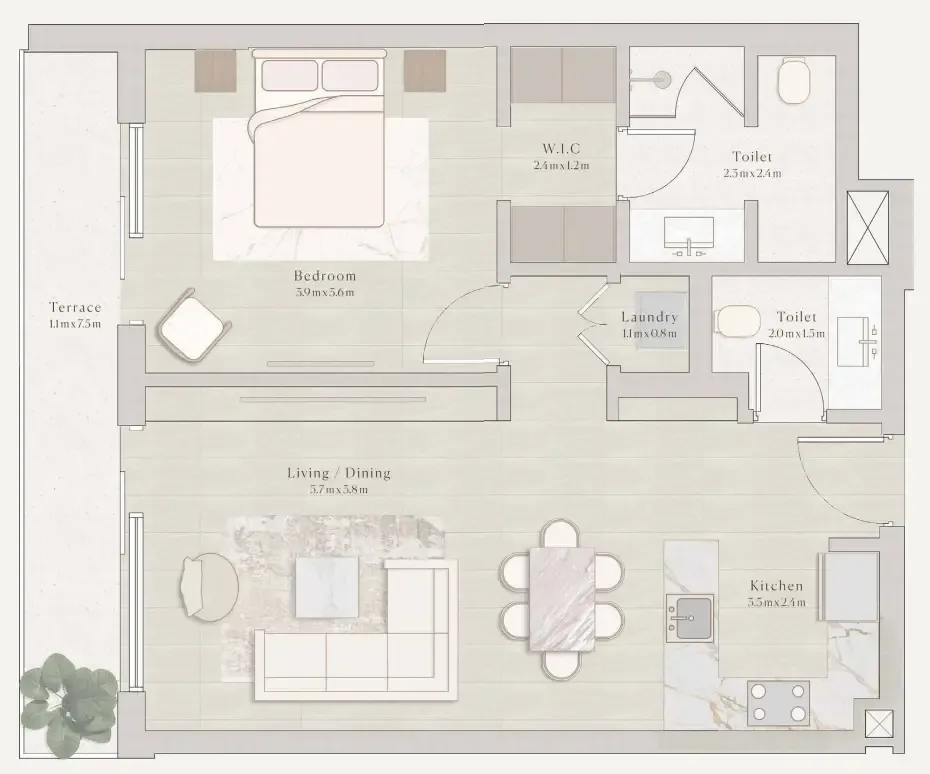 Floor plan — 1 BR