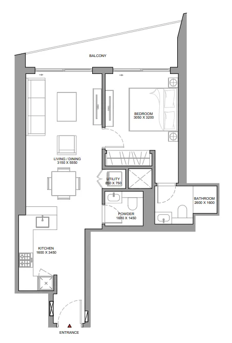 Floor plan — 1 BR