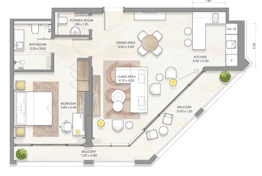 Floor plan — 1 BR