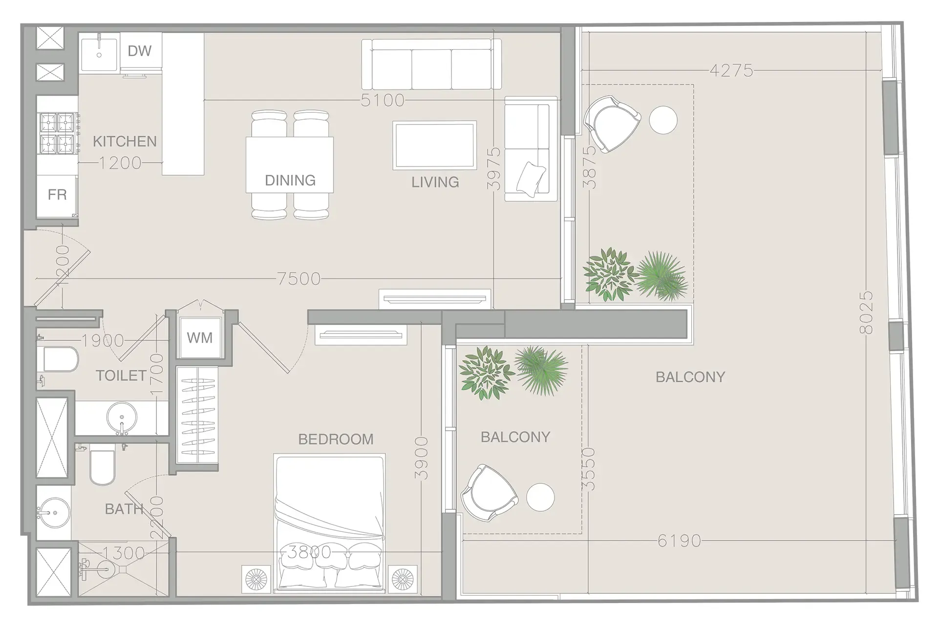Floor plan — 1 BR