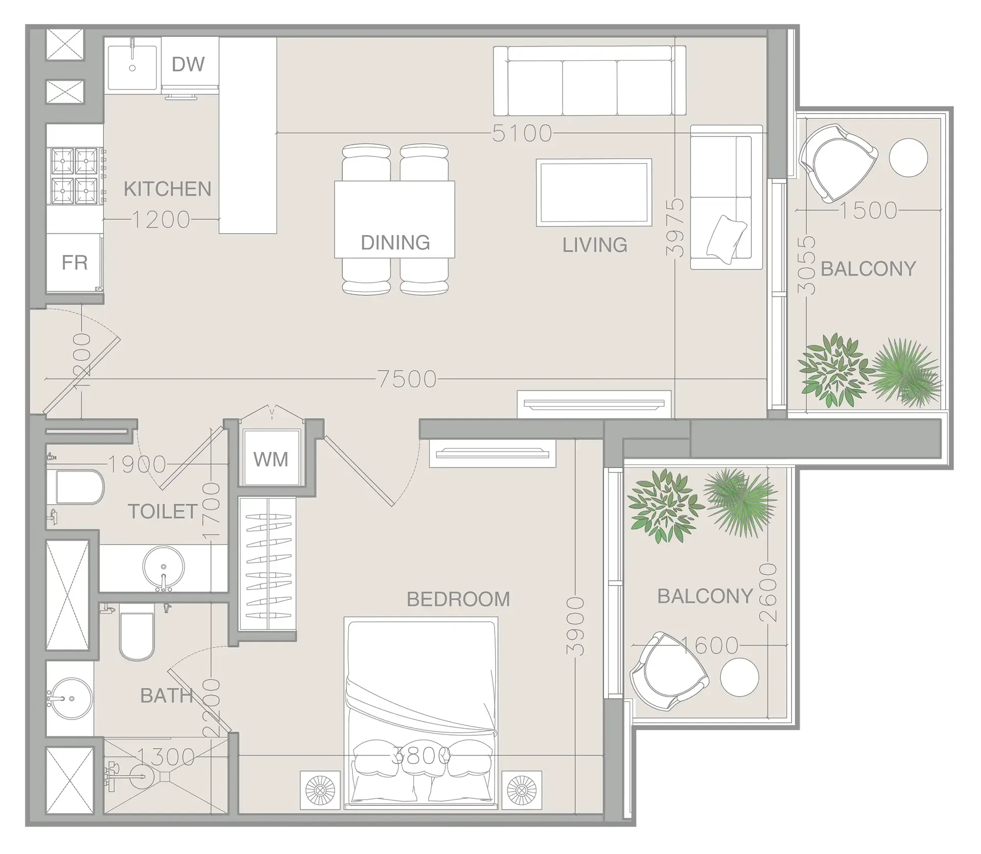 Floor plan — 1 BR