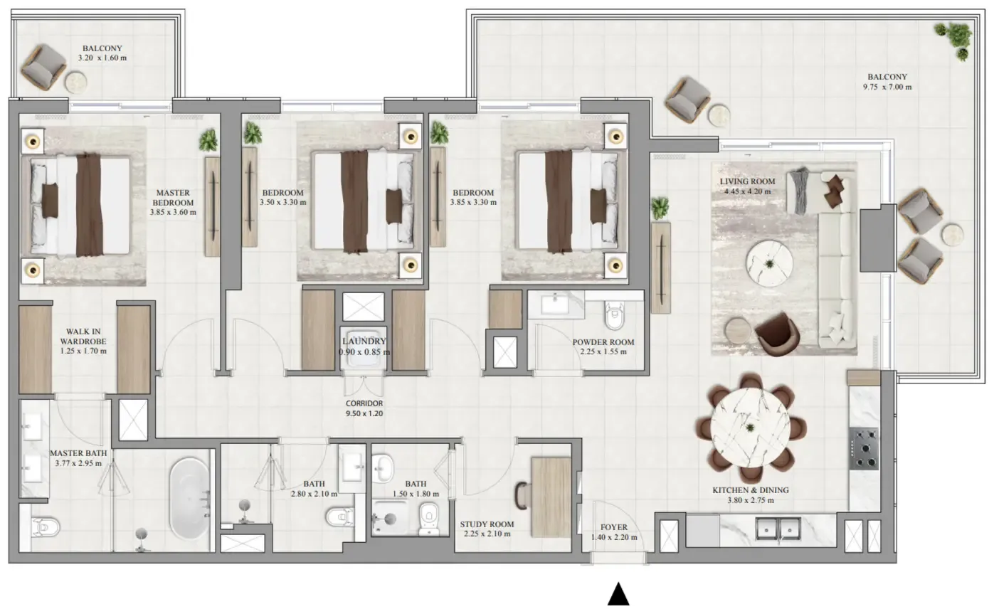 Floor plan — 3 BR