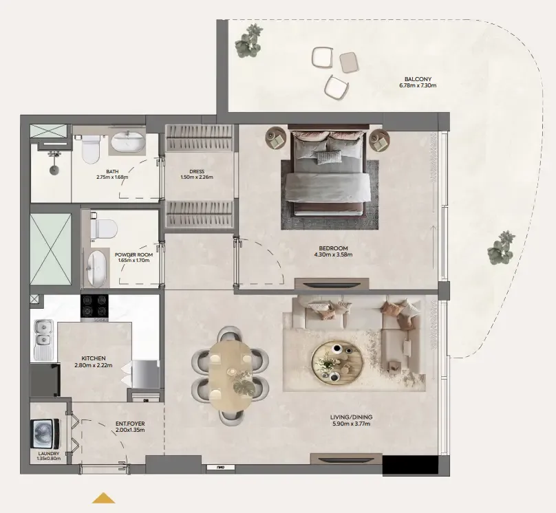 Floor plan — 1 BR