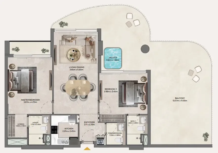 Floor plan — 2 BR