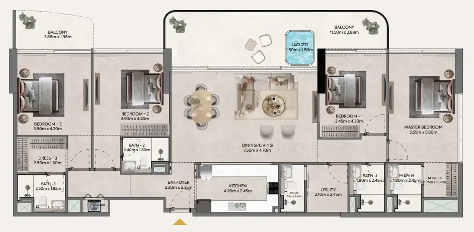 Floor plan — 4 BR