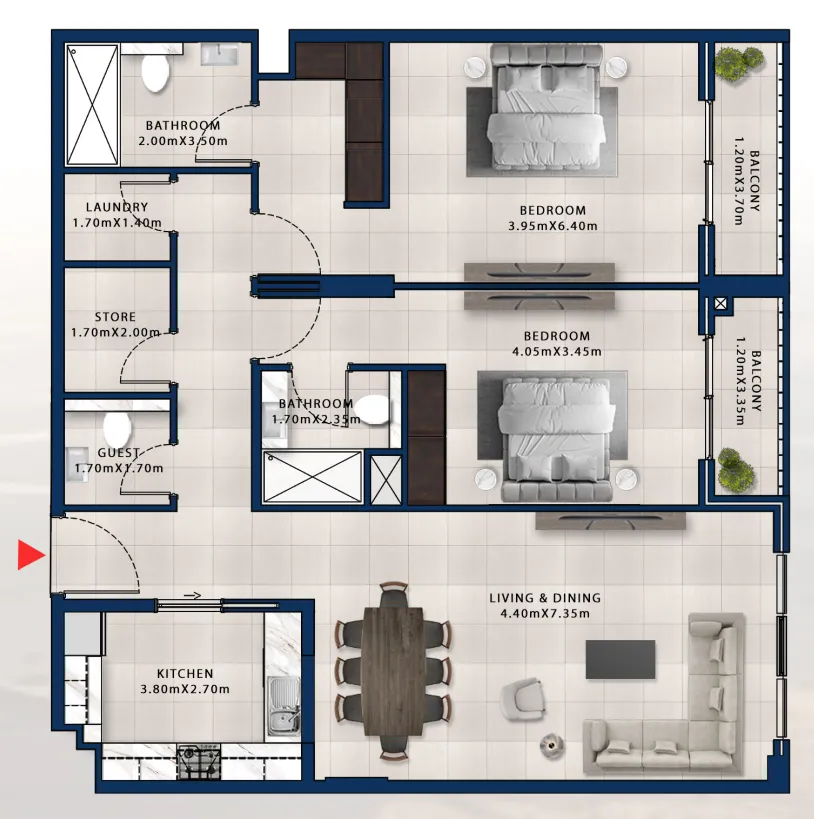 Floor plan — 2 BR