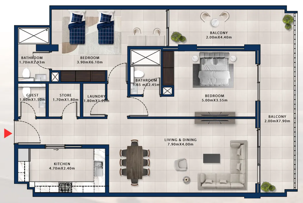 Floor plan — 2 BR