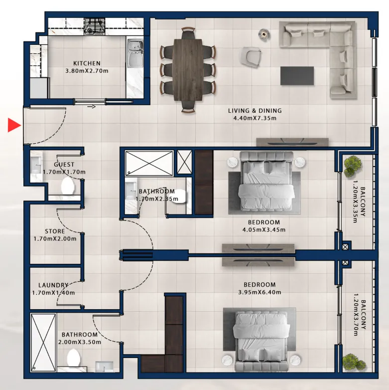 Floor plan — 2 BR