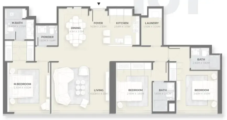 Floor plan — 3 BR