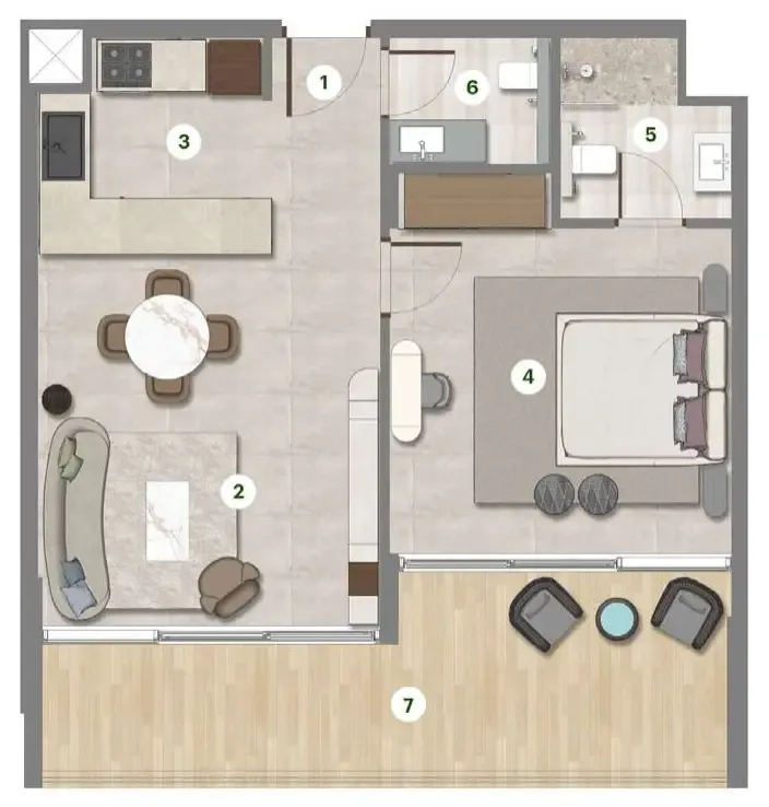 Floor plan — 1 BR