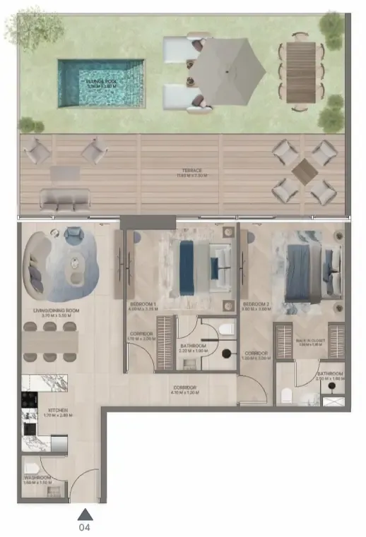 Floor plan — 2 BR