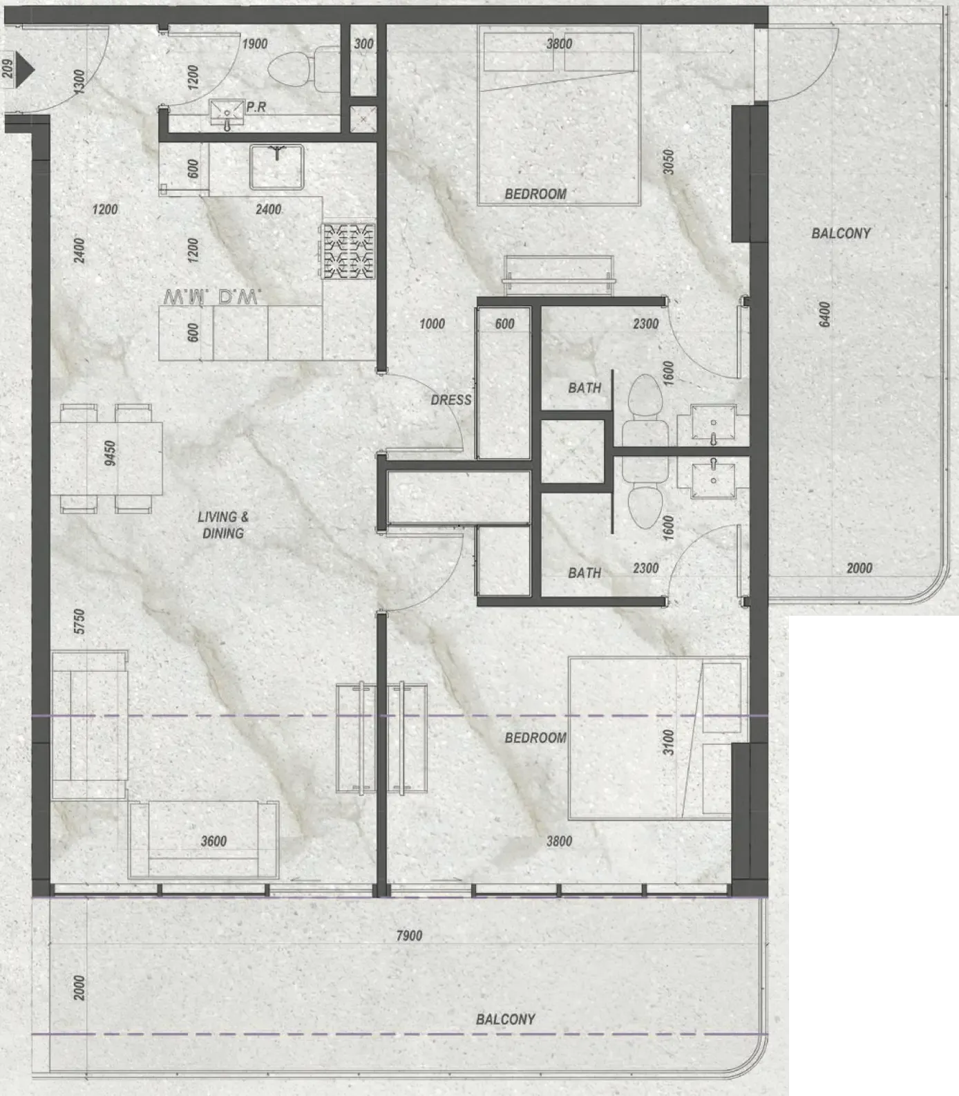 Floor plan — 2 BR