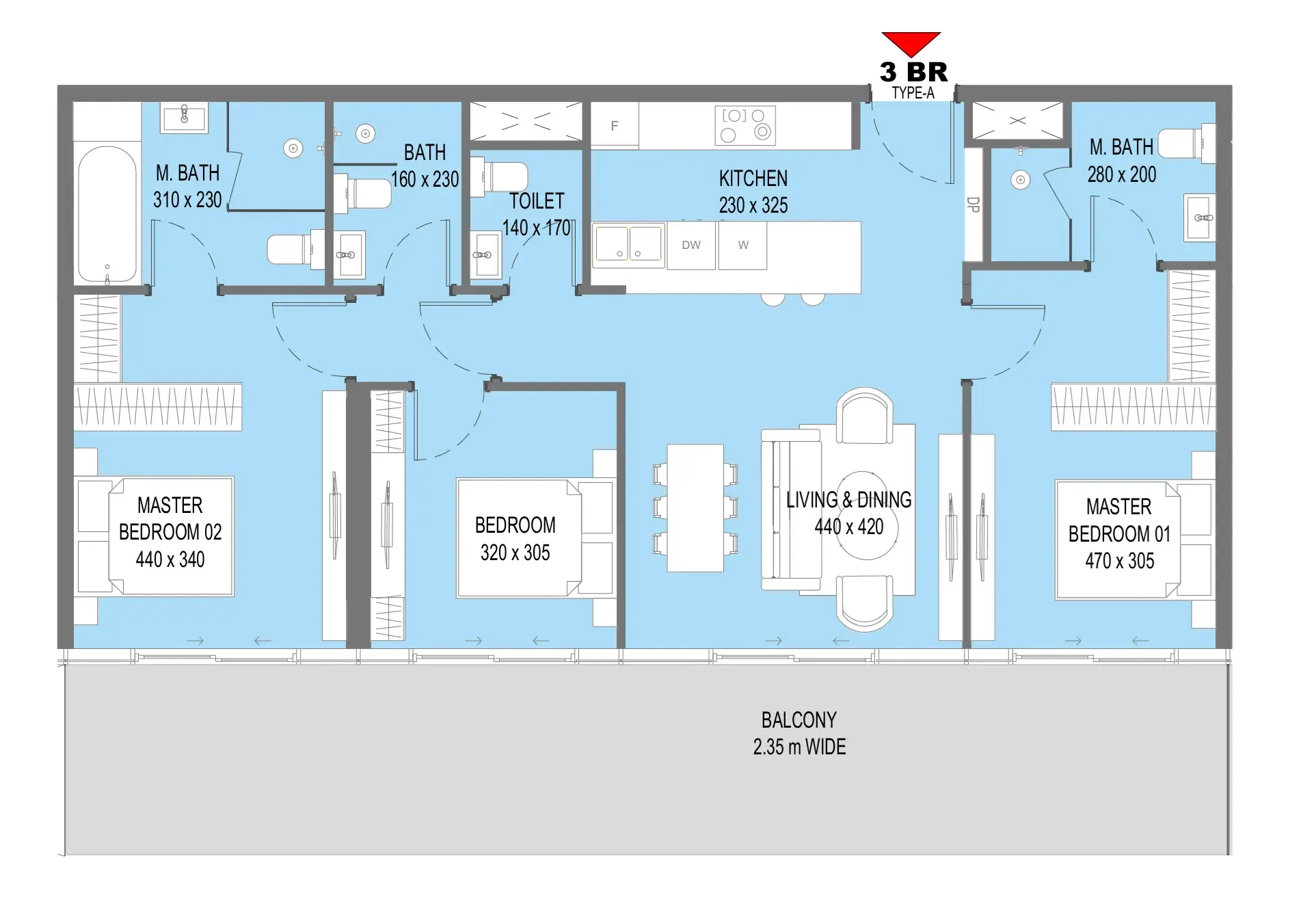 Floor plan — 3 BR