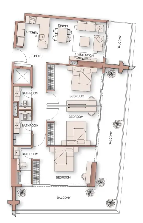 Floor plan — 3 BR