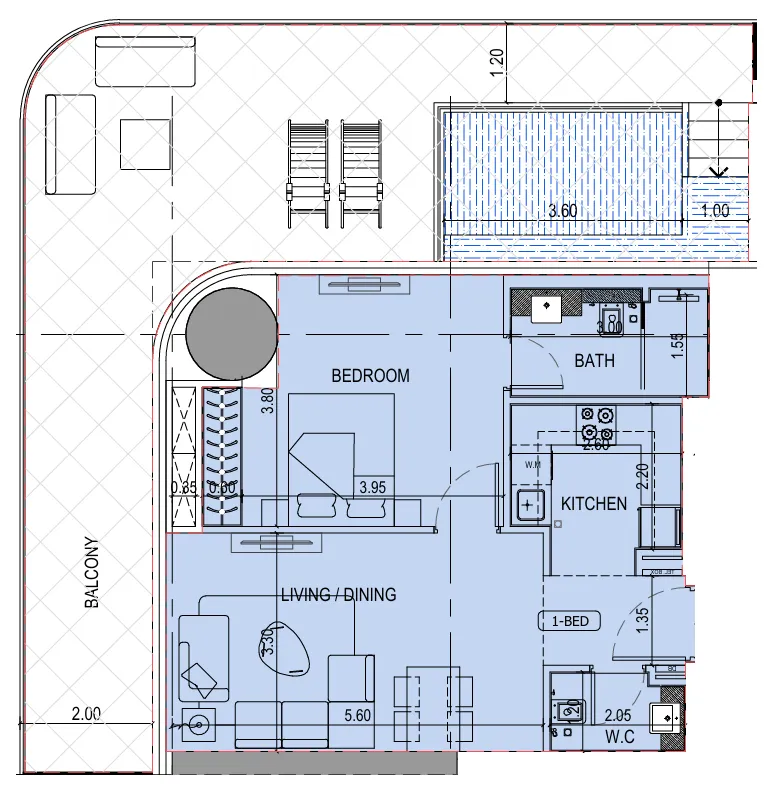 Floor plan — 1 BR