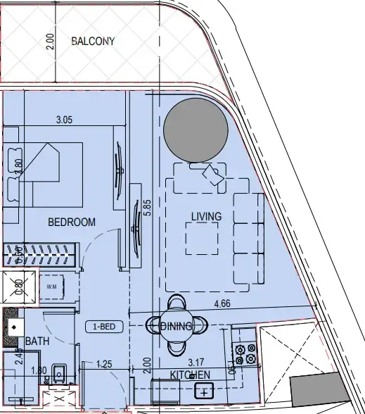 Floor plan — 1 BR