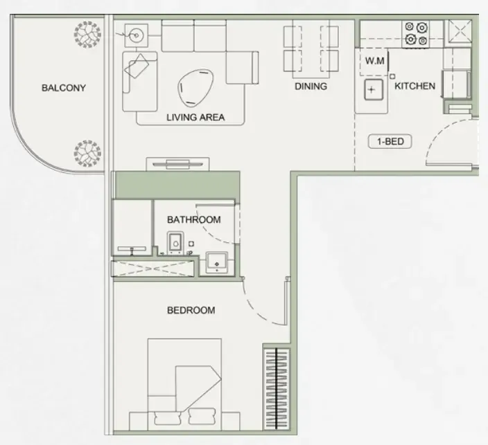 Floor plan — 1 BR