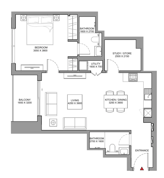 Floor plan — 1 BR