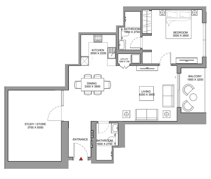 Floor plan — 1 BR