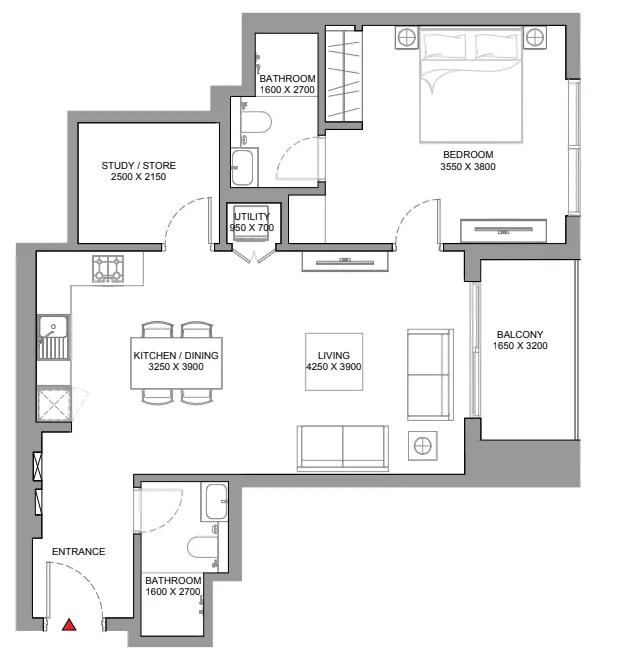 Floor plan — 1 BR