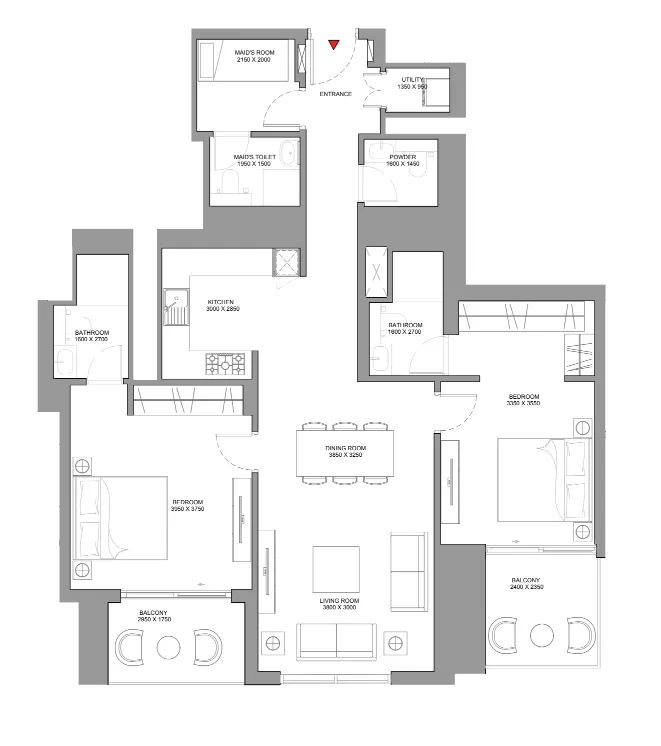 Floor plan — 2 BR