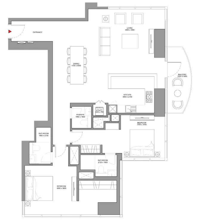 Floor plan — 2 BR