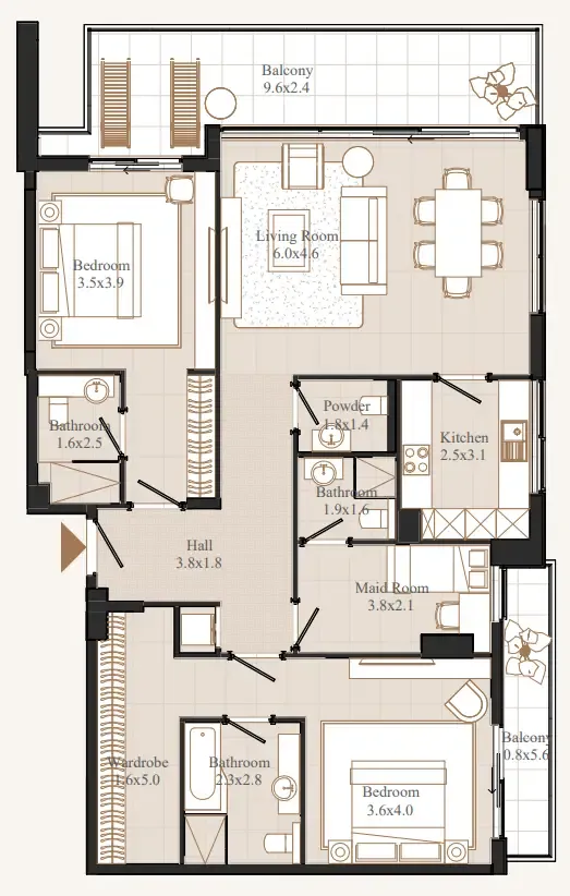 Floor plan — 2 BR