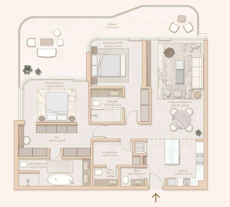 Floor plan — 2 BR