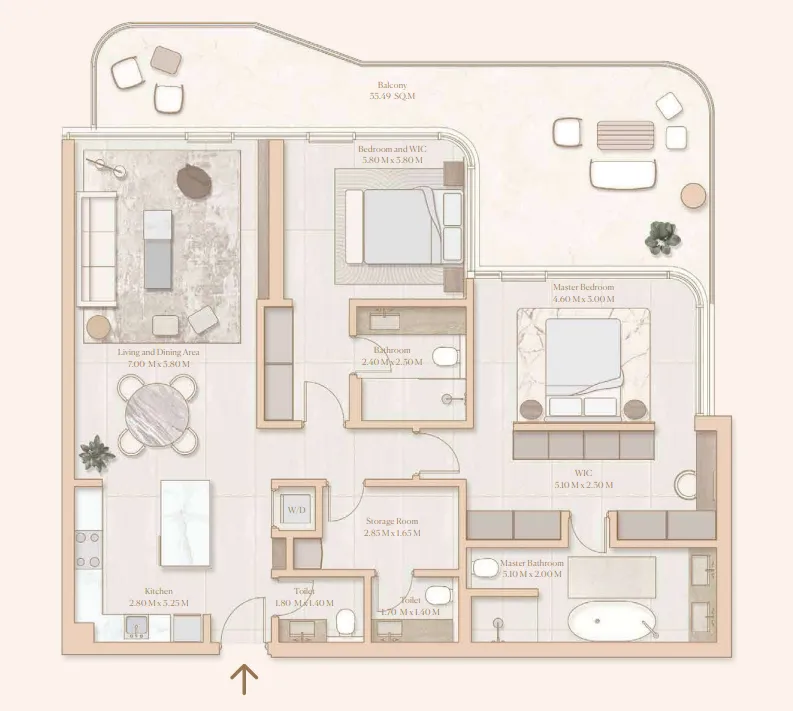 Floor plan — 2 BR