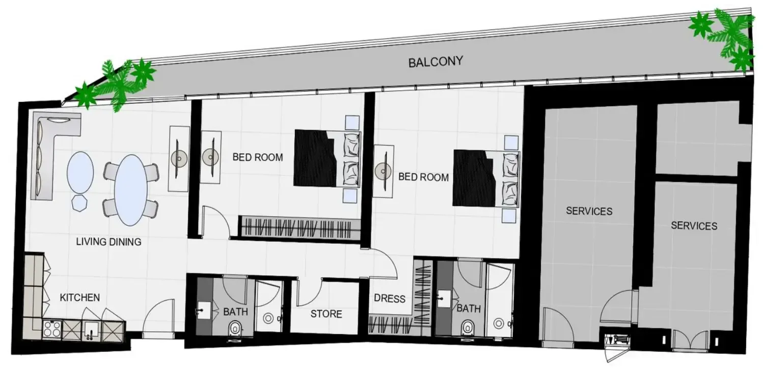 Floor plan — 2 BR